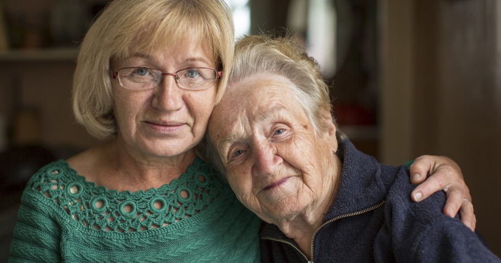 Woman and her mother considering elder care